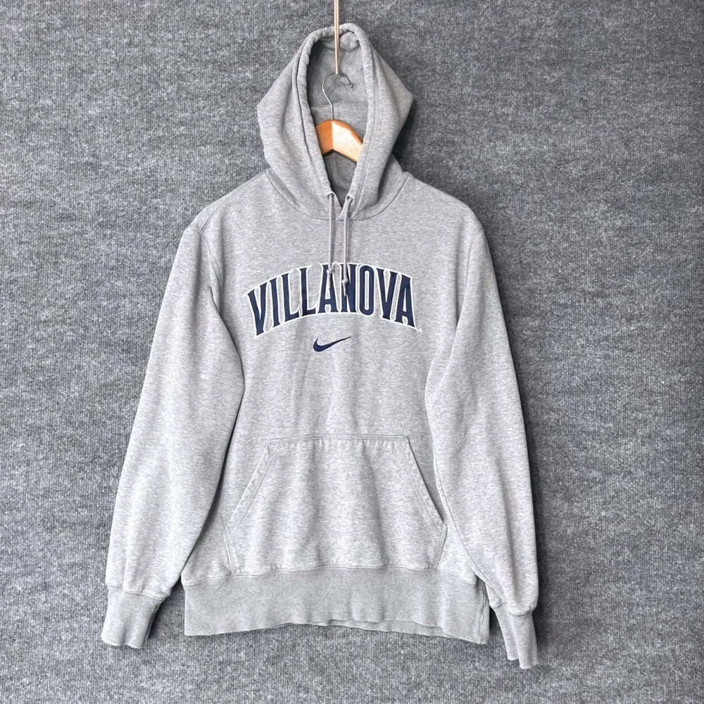 Nike Villanova Wildcats Hoodie Mens L Gray Pullover Sweatshirt Center Swooshar